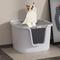 Show in main carousel: HANAMYA Seamless Molded Top & Front Entry Cat Litter Box with Scoop, White/Gray slide 5 of 8