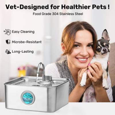 Show full view: FUKUMARU Stainless Steel Dog & Cat Water Fountain, 1.8-gal slide 5 of 9