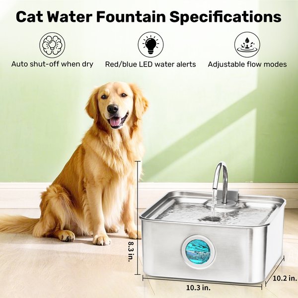 Show full view: FUKUMARU Stainless Steel Dog & Cat Water Fountain, 1.8-gal slide 3 of 7
