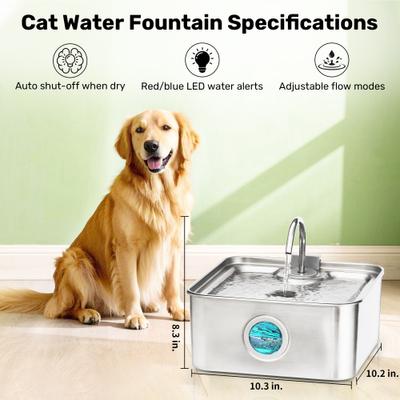 Show full view: FUKUMARU Stainless Steel Dog & Cat Water Fountain, 1.8-gal slide 4 of 9
