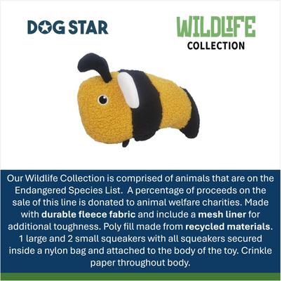 Show full view: DogStar Wildlife Bobby the Bumble Bee Squeaky Dog Plush Toy slide 5 of 5
