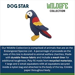 DogStar Wildlife Mickie the Macaw Squeaky Dog Plush Toy slide 2 of 5
