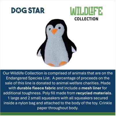 Show full view: DogStar Wildlife Polly the Penguin Squeaky Dog Plush Toy slide 5 of 6
