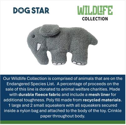 Show full view: DogStar Wildlife Earl the African Elephant Squeaky Dog Plush Toy slide 5 of 5