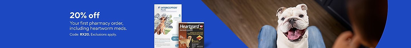 20% off your first pharmacy order, including heartworm meds