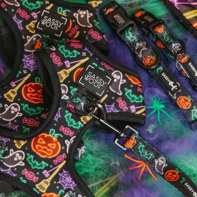 Show full view: Sassy Woof Neon Frights Adjustable Dog Harness, Black, XX-Large: 25 to 37-in chest slide 4 of 5