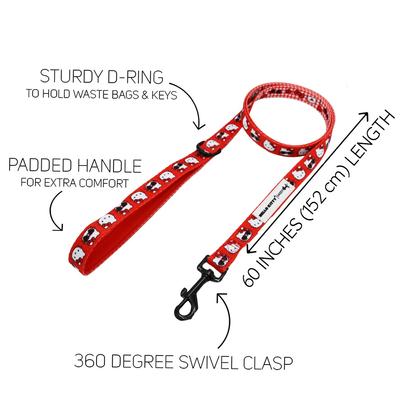 Show full view: Sassy Woof Hello Kitty Polyester Dog Leash, Red, 5-ft long, 4/5-in wide slide 4 of 7