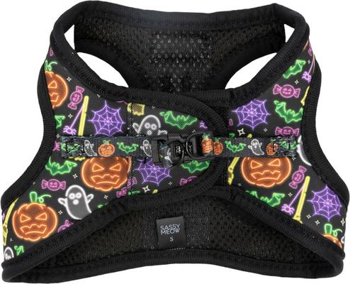 Show full view: Sassy Woof Neon Frights Step-In Cat Harness, Black, X-Small: 12 to 14.5-in chest slide 2 of 7