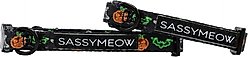 Sassy Woof Neon Frights Neoprene Standard Cat Collar, Black, Small: 6 to 8-in neck, 2/5-in wide
