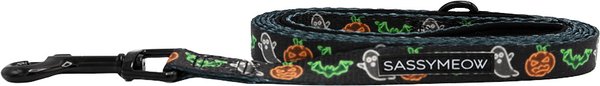 Show full view: Sassy Woof Neon Frights Polyester Cat Leash, Black, 6-ft long, 0.6-in wide slide 2 of 4