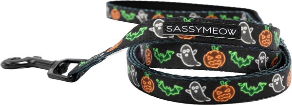 Show full view: Sassy Woof Neon Frights Polyester Cat Leash, Black, 6-ft long, 0.6-in wide slide 1 of 4