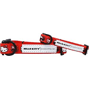 Sassy Woof Hello Kitty Neoprene Standard Cat Collar, Red, Small: 6 to 8-in neck, 2/5-in wide