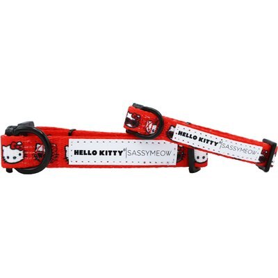 Sassy Woof Sassy Woof Hello Kitty Neoprene Standard Cat Collar, Red, Medium: 8 to 12-in neck, 2/5-in wide