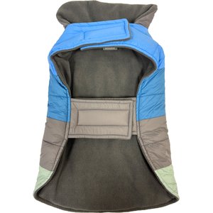 Eddie Bauer Flora Colorblock Puffer Dog Parka, Grey/Blue, Large