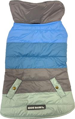 Show full view: Eddie Bauer Flora Colorblock Puffer Dog Parka, Grey/Blue, X-Small slide 2 of 8