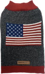 Eddie Bauer American Flag Crewneck Dog Sweater, Charcoal Grey, Small