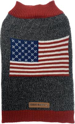 Show full view: Eddie Bauer American Flag Crewneck Dog Sweater, Charcoal Grey, Large slide 2 of 6