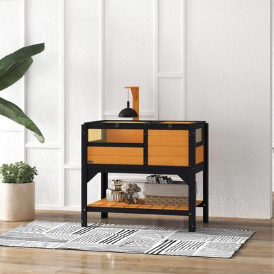 Show full view: PawHut Tortoise Habitat with Shelf Storage, Yellow slide 2 of 10