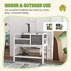 PawHut Tortoise Habitat with Shelf Storage, Light Gray slide 2 of 9