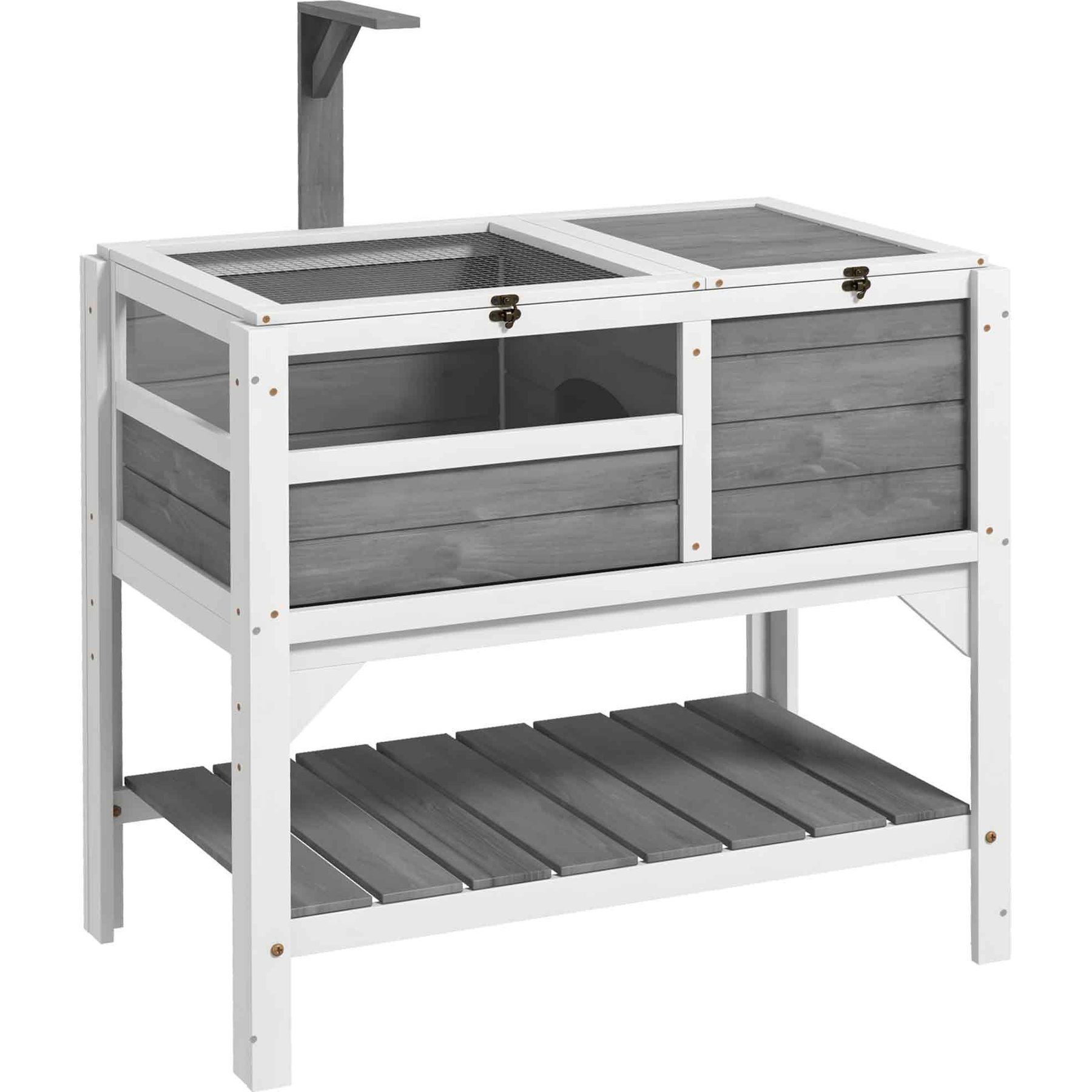 PawHut Tortoise Habitat with Shelf Storage, Light Gray