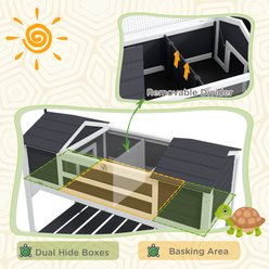 PawHut Wooden Tortoise Habitat with with Storage Shelf, Gray slide 2 of 9