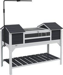 PawHut Wooden Tortoise Habitat with with Storage Shelf, Gray