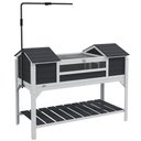 PawHut Wooden Tortoise Habitat with with Storage Shelf, Gray