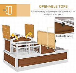 PawHut Wooden Indoor/Outdoor 3- Room Tortoise Habitat with Balcony, Coffee slide 2 of 9