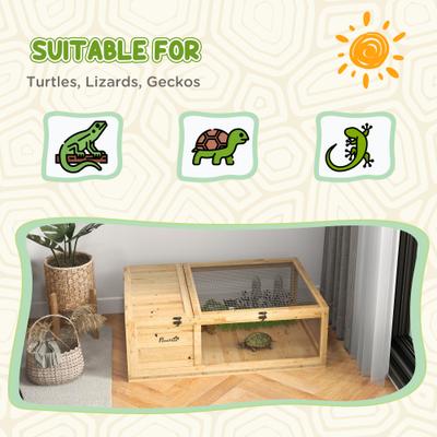Show full view: PawHut Wooden Indoor/Outdoor Tortoise Habitat, Yellow slide 7 of 10