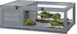 PawHut Wooden Indoor/Outdoor Tortoise Habitat, Gray
