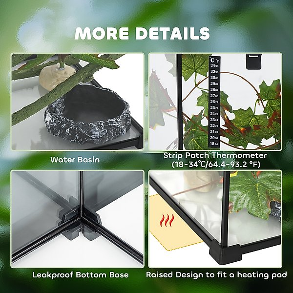 Show full view: PawHut Glass Reptile Terrarium with Sliding Screen Top, 14-gal slide 6 of 9