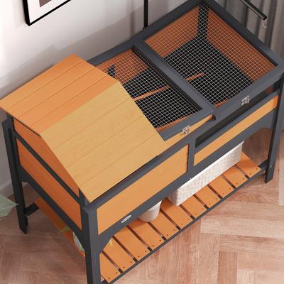 Show full view: PawHut 2 Layer Tortoise Habitat, Yellow slide 9 of 10