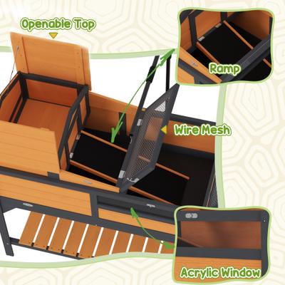 Show full view: PawHut 2 Layer Tortoise Habitat, Yellow slide 8 of 10