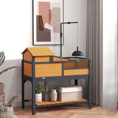 Show full view: PawHut 2 Layer Tortoise Habitat, Yellow slide 2 of 10