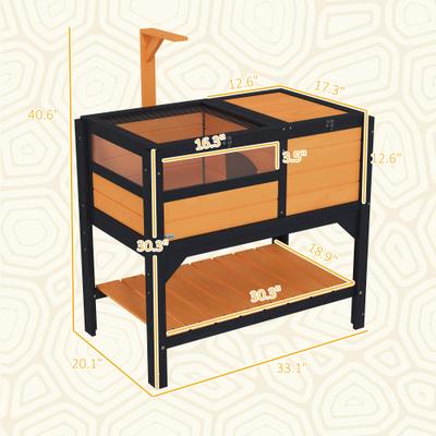 Show full view: PawHut Tortoise Habitat with Shelf Storage, Yellow slide 3 of 10