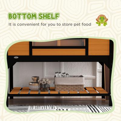 Show full view: PawHut Wooden Tortoise Habitat with with Storage Shelf, Yellow slide 7 of 10