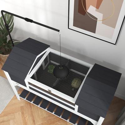 Show full view: PawHut Wooden Tortoise Habitat with with Storage Shelf, Gray slide 9 of 10