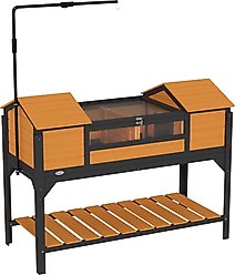 PawHut Wooden Tortoise Habitat with with Storage Shelf, Yellow