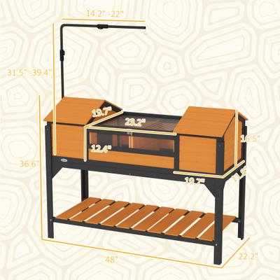 Show full view: PawHut Wooden Tortoise Habitat with with Storage Shelf, Yellow slide 3 of 10