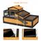 Show in main carousel: PawHut Wooden Indoor/Outdoor 3- Room Tortoise Habitat with Balcony, Yellow slide 7 of 10