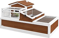 PawHut Wooden Indoor/Outdoor 3- Room Tortoise Habitat with Balcony, Coffee