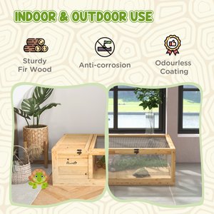 PawHut Wooden Indoor/Outdoor Tortoise Habitat, Yellow