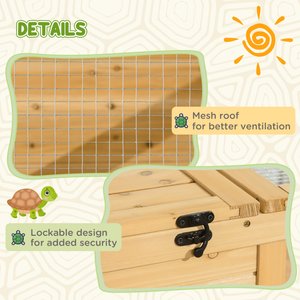 PawHut Wooden Indoor/Outdoor Tortoise Habitat, Yellow