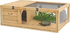 PawHut Wooden Indoor/Outdoor Tortoise Habitat, Yellow