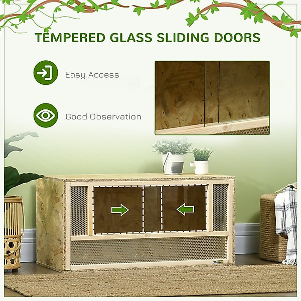 Show full view: PawHut Wooden Reptile Terrarium with Sliding Door, 33.8-gal slide 6 of 10