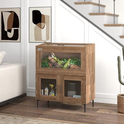Show full view: PawHut Stackable Reptile Tank with Storage Cabinet, 30-gal slide 2 of 10
