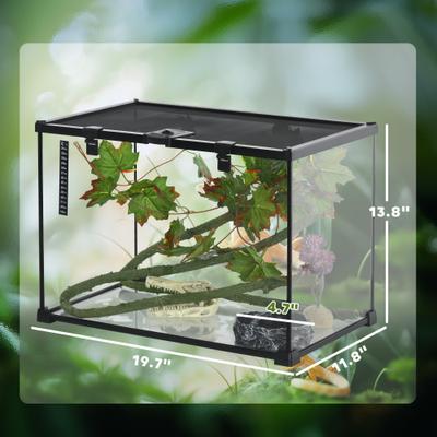Show full view: PawHut Glass Reptile Terrarium with Sliding Screen Top, 14-gal slide 3 of 9