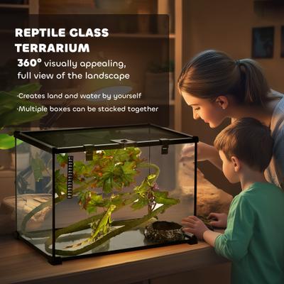 Show full view: PawHut Glass Reptile Terrarium with Sliding Screen Top, 14-gal slide 4 of 9
