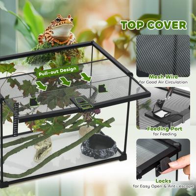Show full view: PawHut Glass Reptile Terrarium with Sliding Screen Top, 14-gal slide 5 of 9
