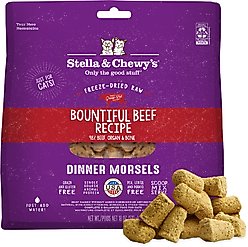 Stella & Chewy's Freeze-Dried Raw Dinner Morsels Grain-Free Protein Rich Bountiful Beef Recipe Cat Food, 18-oz bag